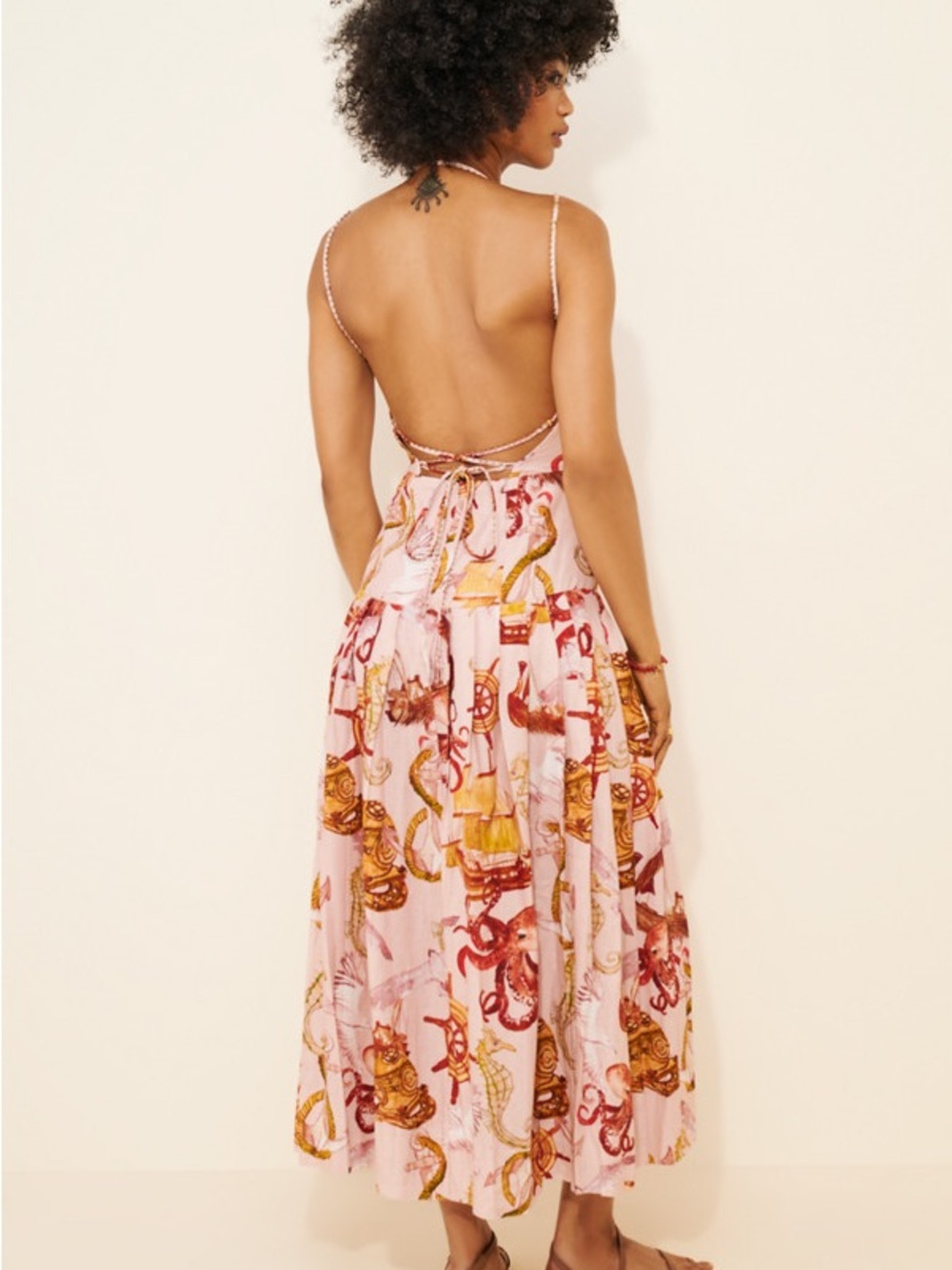 Farm Rio Nautical Wonder Pink Strappy Dress - Picture 4 of 8